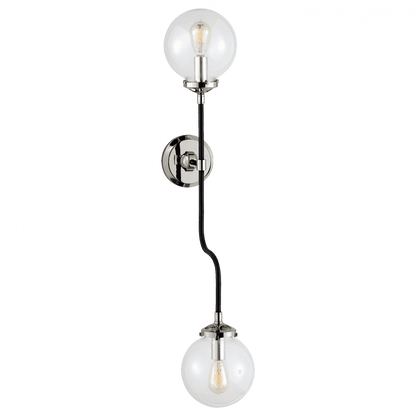 Visual Comfort & Co. Signature Collection Bistro Bathroom Wall Sconce, 2-Light, Polished Nickel, Clear Glass, 32"H (S 2022PN-CG 2MZFF)