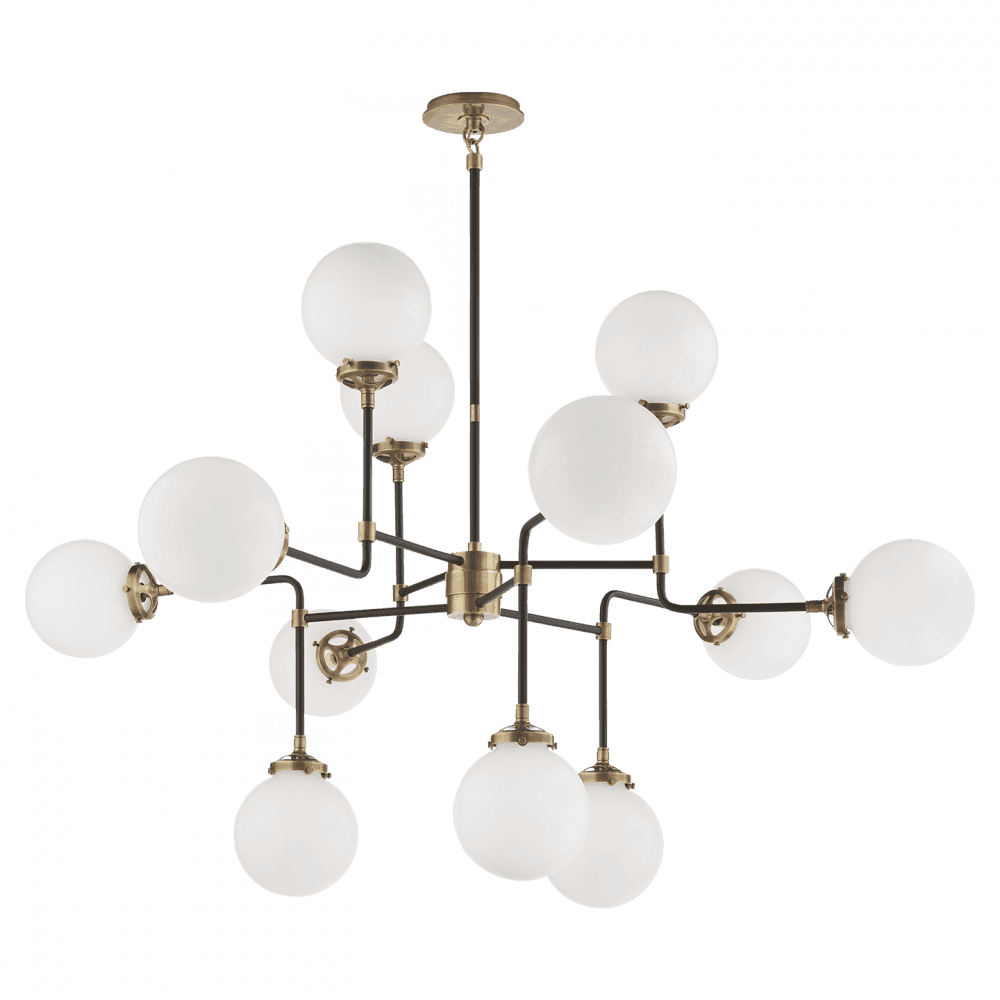 Visual Comfort Signature Bistro Medium Chandelier Hand-Rubbed Antique Brass