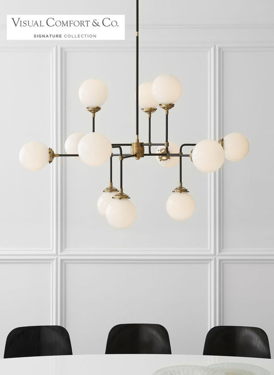 Visual Comfort & Co. Signature Collection Bistro Medium Chandelier, 12-Light, Hand-Rubbed Antique Brass, 47"W (S 5022HAB-WG 2MZGM)