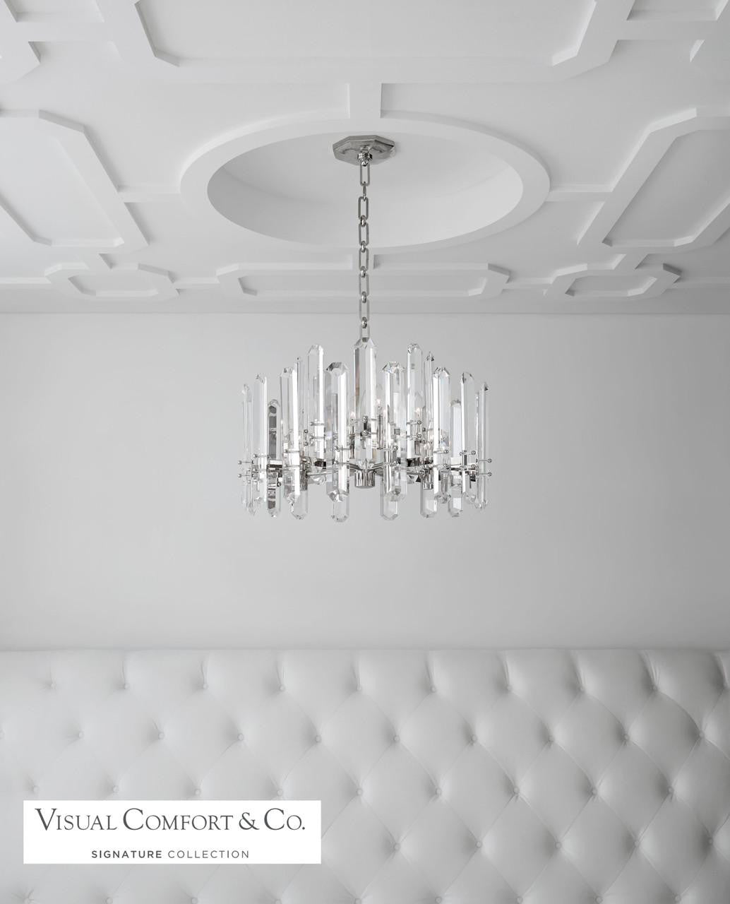 Visual Comfort & Co. Signature Collection Bonnington Chandelier, 12-Light, Polished Nickel, 24.25"W (ARN 5124PN-CG 2MWJN)