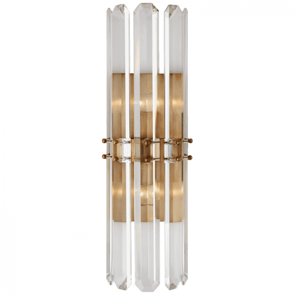 Visual Comfort & Co. Signature Collection Bonnington Wall Sconce, 2-Light, Hand-Rubbed Antique Brass, Crystal, 22"H (ARN 2125HAB CM00V)