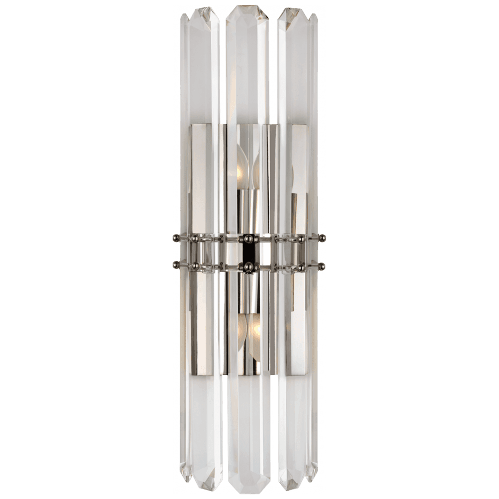 Visual Comfort & Co. Signature Collection Bonnington Wall Sconce, 2-Light, Polished Nickel, Crystal, 22"H (ARN 2125PN CM00W)