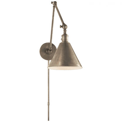 Visual Comfort Signature Boston Arm Library Light With Plug Antique Nickel