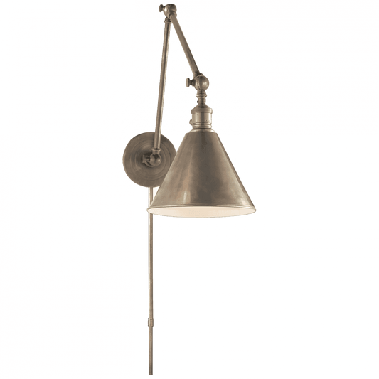 Visual Comfort Signature Boston Arm Library Light With Plug Antique Nickel