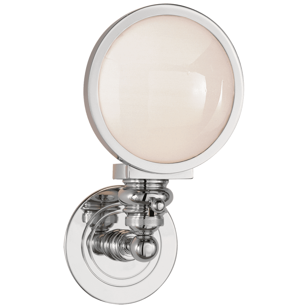 Visual Comfort & Co. Signature Collection Boston Head Light Wall Sconce, 1-Light, Chrome, White Glass, 11.5"H (SL 2935CH-WG 28VUU)