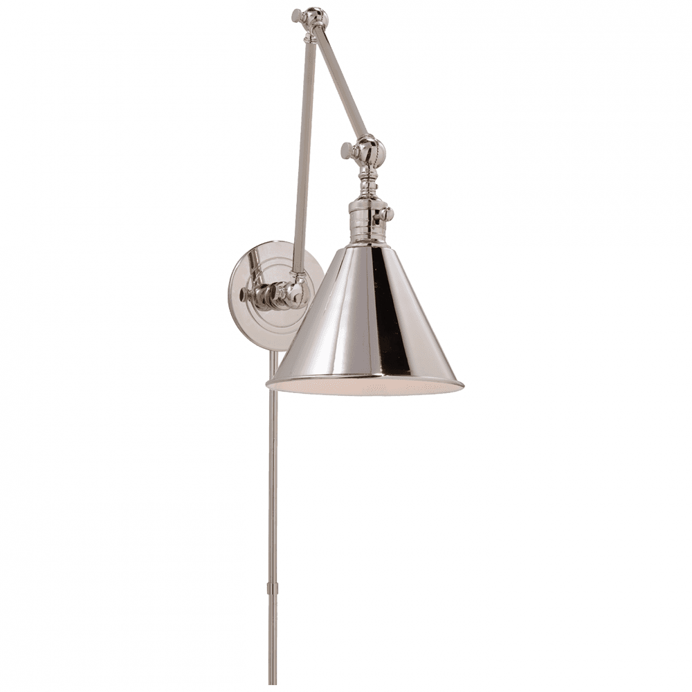 Visual Comfort & Co. Signature Collection Boston Library Wall Sconce, 1-Light, Polished Nickel, 16"H (SL 2923PN 28VU0)