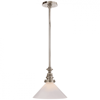 Visual Comfort & Co. Signature Collection Boston Pendant, 1-Light, Polished Nickel, White Glass Slant Shade, 10"W (SL 5125PN-WG1 28YQ0)