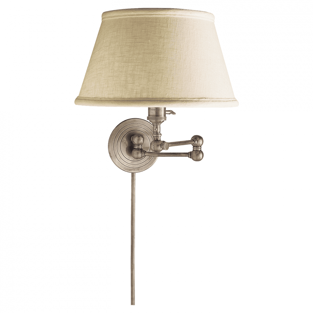 Visual Comfort Signature Boston Swing Arm Wall Sconce With Plug Antique Nickel