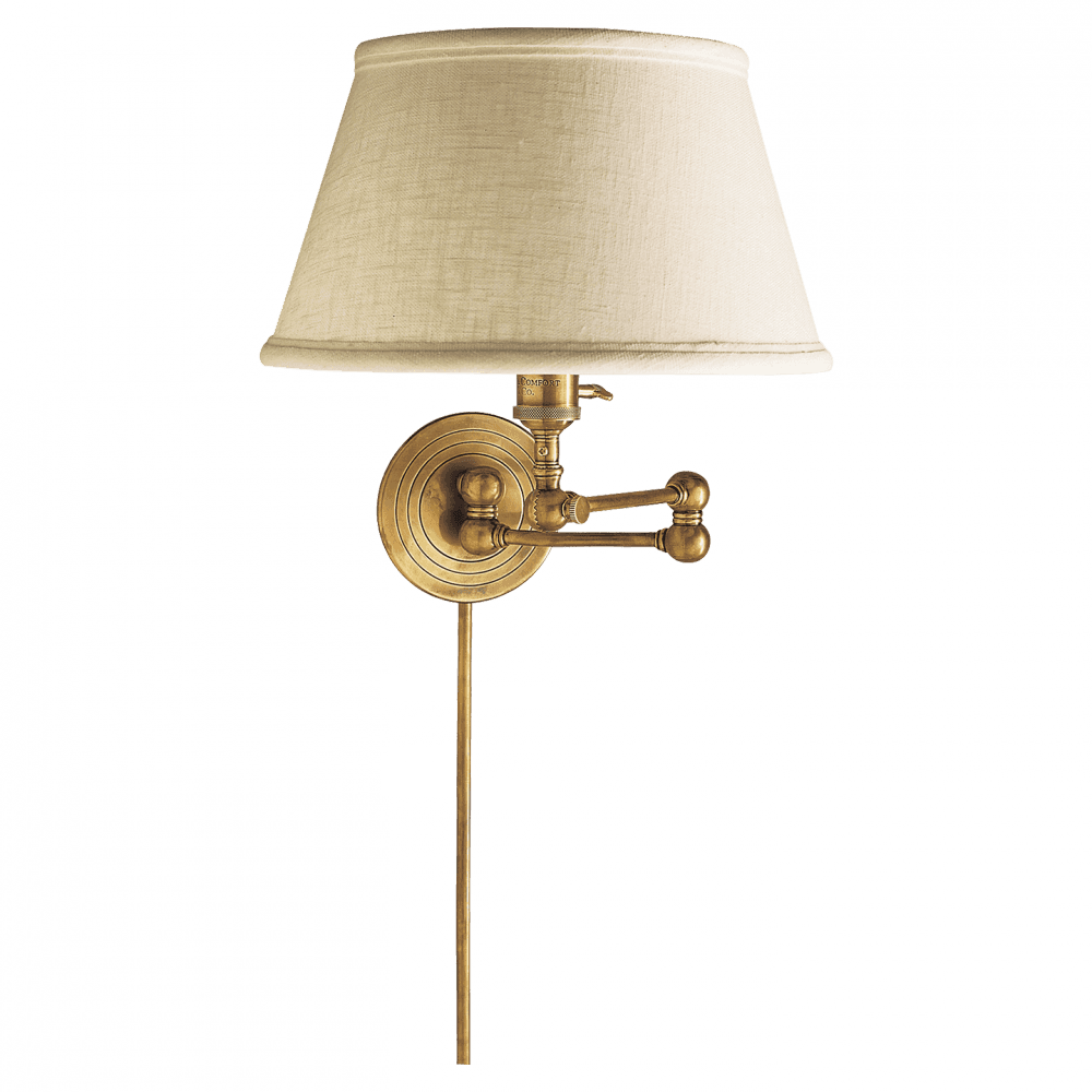 Visual Comfort Signature Boston Swing Arm Wall Sconce With Plug Hand-Rubbed Antique Brass