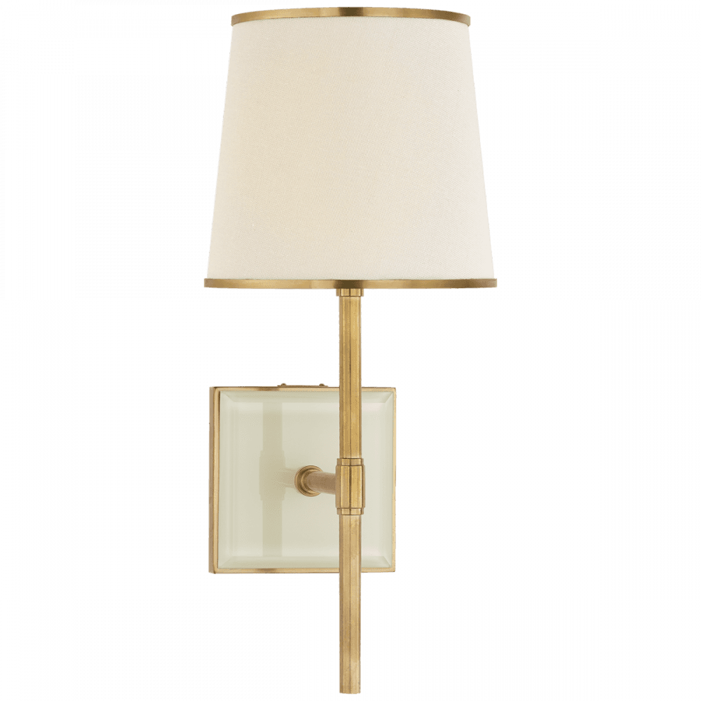 Visual Comfort & Co. Signature Collection Bradford Wall Sconce, 1-Light, Soft Brass, Cream, Linen, Soft Brass Trim Shade, 14.5"H (KS 2120SB/CRE-L/SB CLR7V)