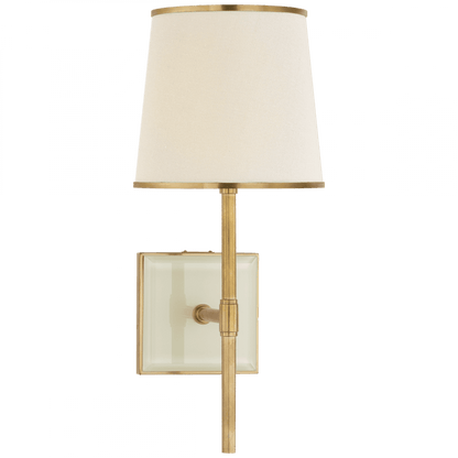 Visual Comfort & Co. Signature Collection Bradford Wall Sconce, 1-Light, Soft Brass, Cream, Linen, Soft Brass Trim Shade, 14.5"H (KS 2120SB/CRE-L/SB CLR7V)