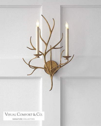 Visual Comfort & Co. Signature Collection Branch Wall Sconce, 2-Light, Gilded Iron, 22.75"H (CHD 2470GI 2JVWW)