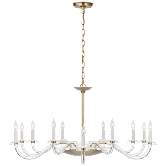 Visual Comfort Signature Brigitte Grande Chandelier Clear Glass and Hand-Rubbed Antique Brass