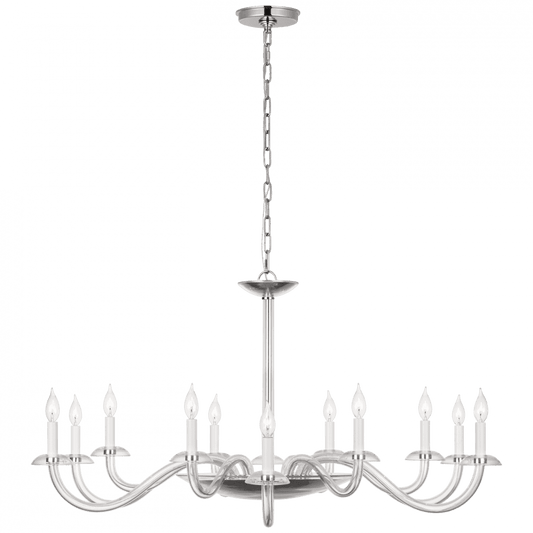 Visual Comfort Signature Brigitte Grande Chandelier Clear Glass and Polished Nickel