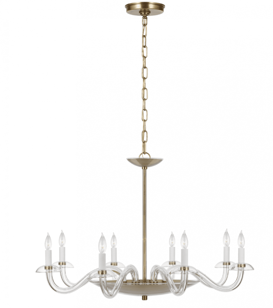 Visual Comfort Signature Brigitte Large Chandelier Clear Glass and Hand-Rubbed Antique Brass