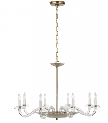 Visual Comfort Signature Brigitte Large Chandelier Clear Glass and Hand-Rubbed Antique Brass