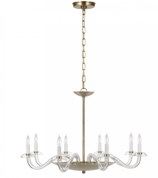 Visual Comfort Signature Brigitte Large Chandelier Clear Glass and Hand-Rubbed Antique Brass