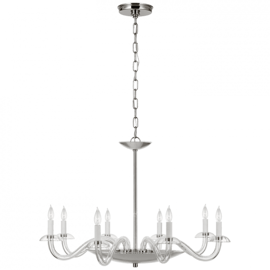 Visual Comfort Signature Brigitte Large Chandelier Clear Glass and Polished Nickel