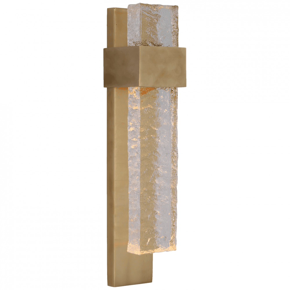 Visual Comfort Signature Brock Medium Wall Sconce Soft Brass and Clear Wavy Glass