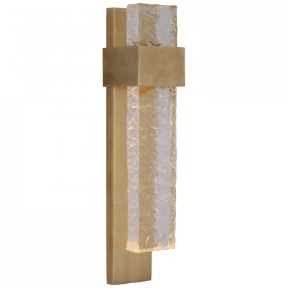 Visual Comfort Signature Brock Medium Wall Sconce Soft Brass and Clear Wavy Glass