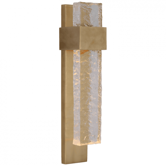 Visual Comfort Signature Brock Medium Wall Sconce Soft Brass and Clear Wavy Glass