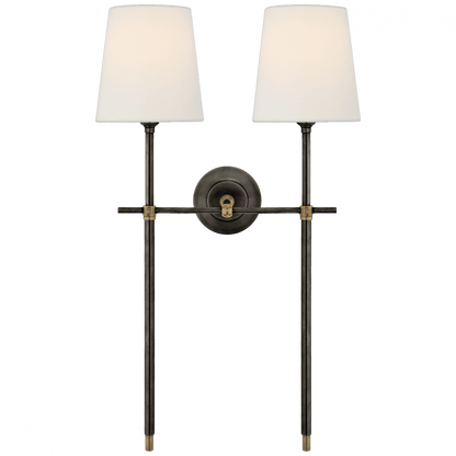 Visual Comfort Signature Bryant Large Double Tail Sconce Bronze and Hand-Rubbed Antique Brass