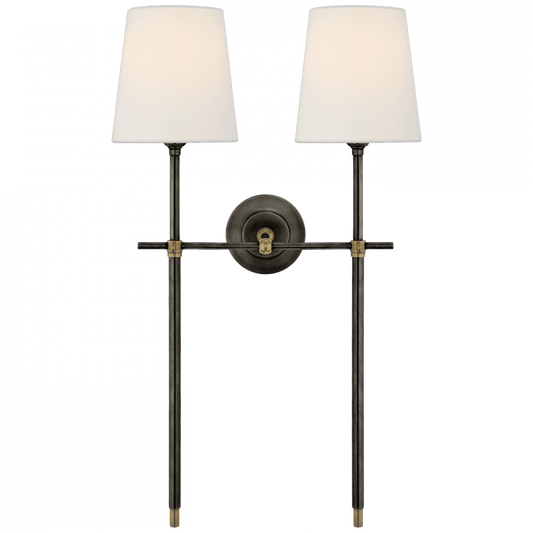 Visual Comfort Signature Bryant Large Double Tail Sconce Bronze and Hand-Rubbed Antique Brass