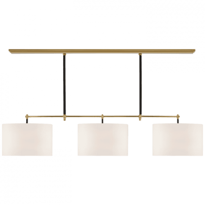 Visual Comfort Signature Bryant Large Wrapped Billiard Hand-Rubbed Antique Brass and Chocolate Lea