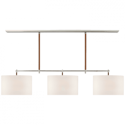 Visual Comfort Signature Bryant Large Wrapped Billiard Polished Nickel and Natural Leather