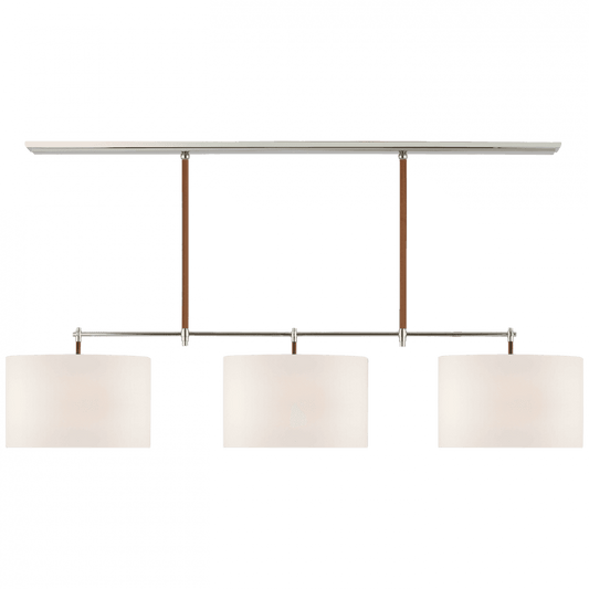 Visual Comfort Signature Bryant Large Wrapped Billiard Polished Nickel and Natural Leather