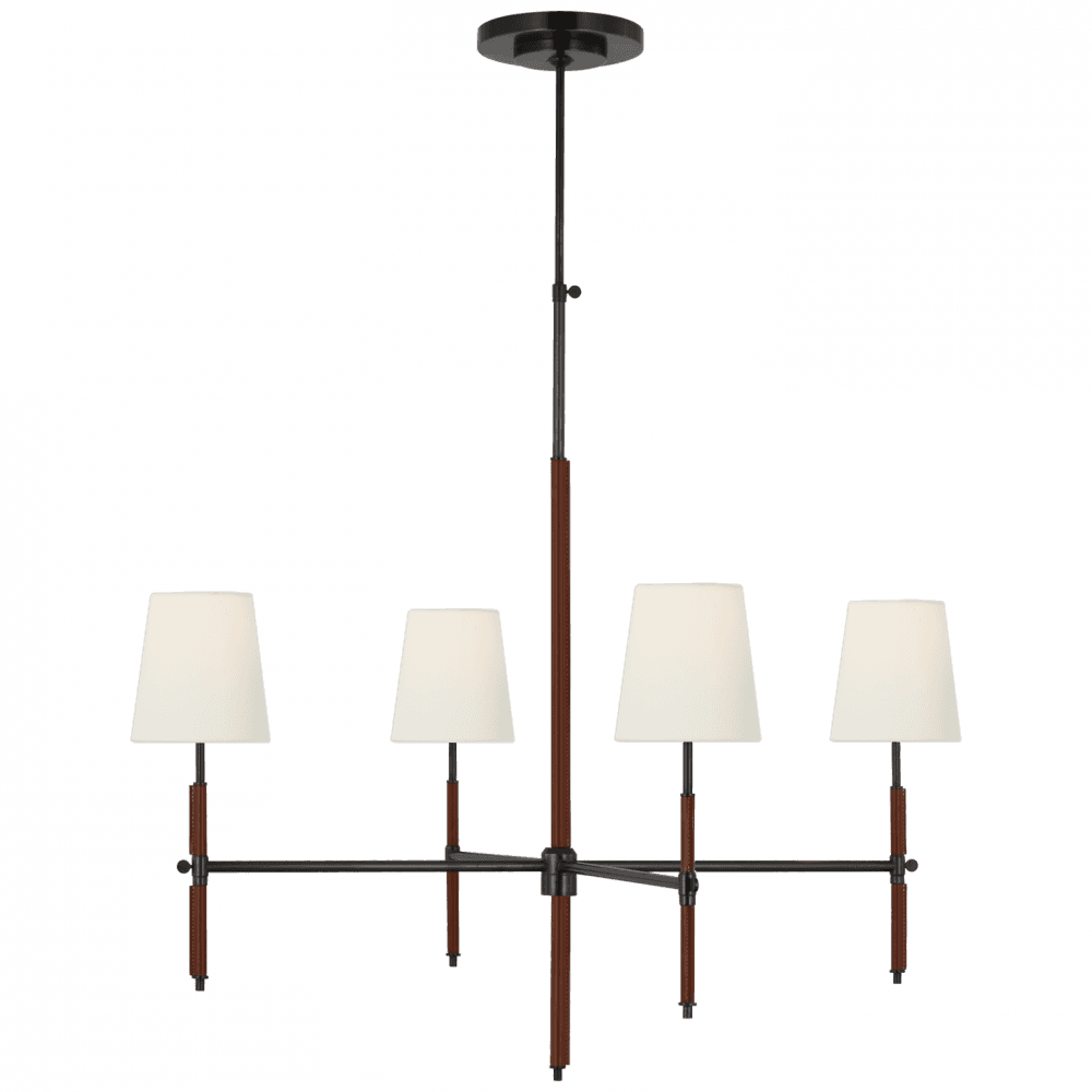 Visual Comfort Signature Bryant Large Wrapped Chandelier Bronze and Saddle Leather