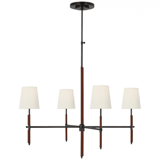 Visual Comfort Signature Bryant Large Wrapped Chandelier Bronze and Saddle Leather