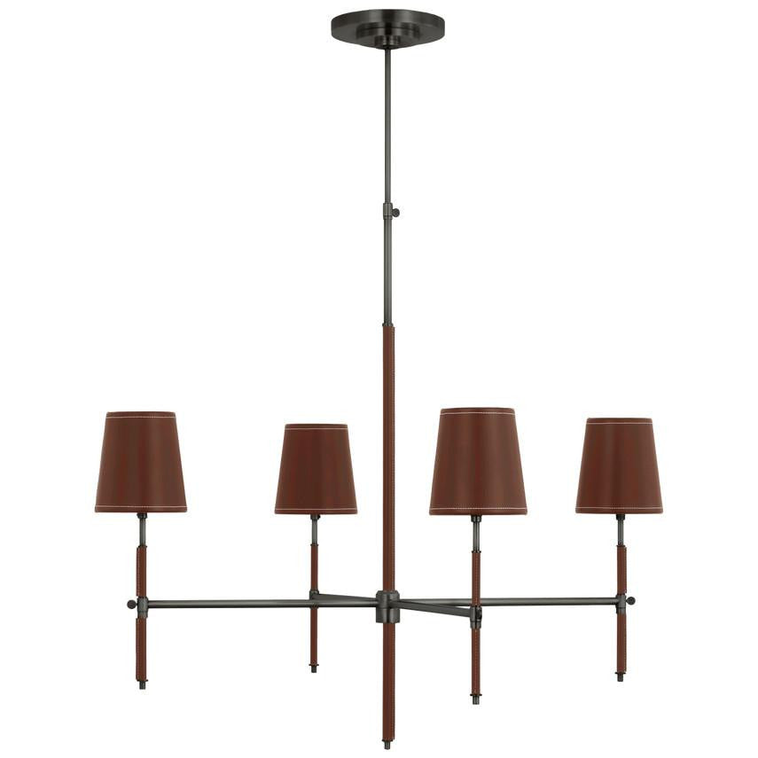 Visual Comfort Signature Bryant Large Wrapped Chandelier Bronze and Saddle Leather