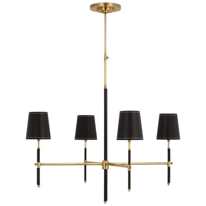 Visual Comfort Signature Bryant Large Wrapped Chandelier Hand-Rubbed Antique Brass and Chocolate Lea
