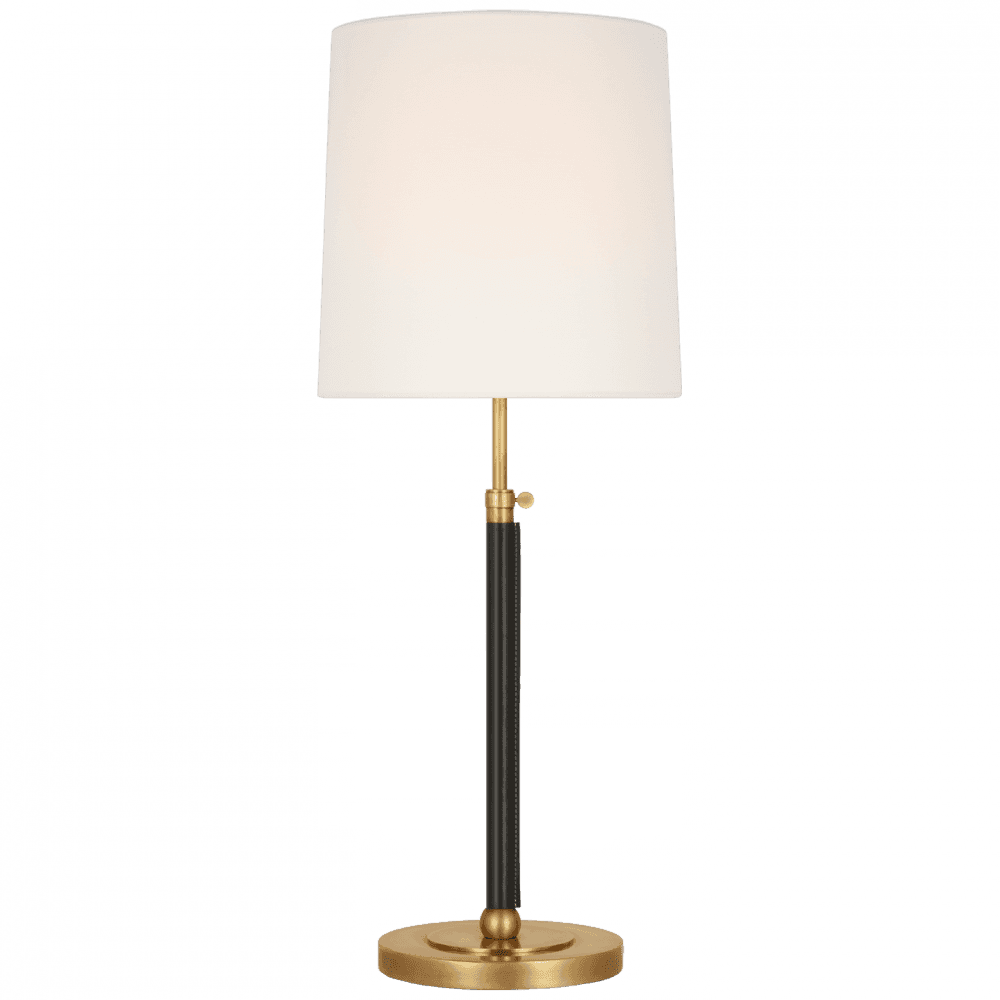 Visual Comfort Signature Bryant Large Wrapped Table Lamp Hand-Rubbed Antique Brass and Chocolate Lea