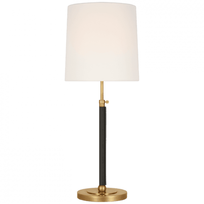 Visual Comfort Signature Bryant Large Wrapped Table Lamp Hand-Rubbed Antique Brass and Chocolate Lea
