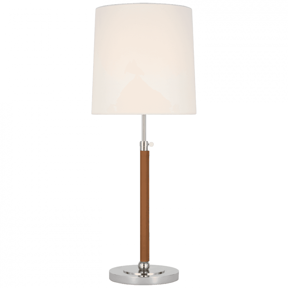 Visual Comfort Signature Bryant Large Wrapped Table Lamp Polished Nickel and Natural Leather