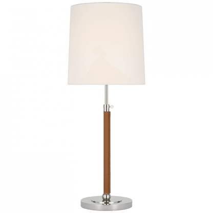 Visual Comfort Signature Bryant Large Wrapped Table Lamp Polished Nickel and Natural Leather