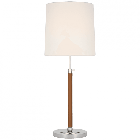 Visual Comfort Signature Bryant Large Wrapped Table Lamp Polished Nickel and Natural Leather