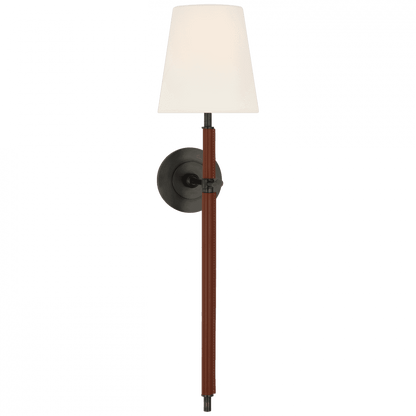 Visual Comfort Signature Bryant Large Wrapped Tail Sconce Bronze and Saddle Leather