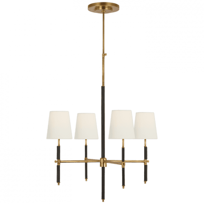 Visual Comfort Signature Bryant Small Wrapped Chandelier Hand-Rubbed Antique Brass and Chocolate Lea