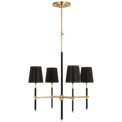 Visual Comfort Signature Bryant Small Wrapped Chandelier Hand-Rubbed Antique Brass and Chocolate Lea