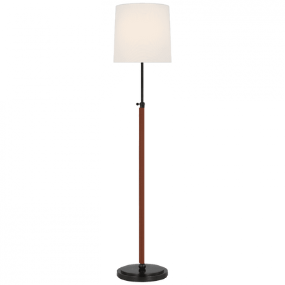 Visual Comfort Signature Bryant Wrapped Floor Lamp Bronze and Saddle Leather