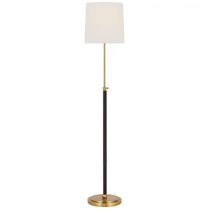 Visual Comfort Signature Bryant Wrapped Floor Lamp Hand-Rubbed Antique Brass and Chocolate Lea