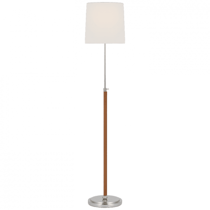 Visual Comfort Signature Bryant Wrapped Floor Lamp Polished Nickel and Natural Leather