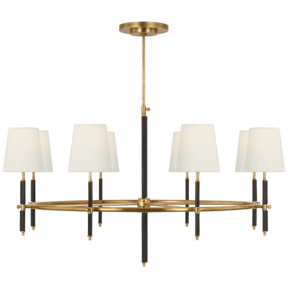 Visual Comfort Signature Bryant Wrapped Ring Chandelier Hand-Rubbed Antique Brass and Chocolate Lea