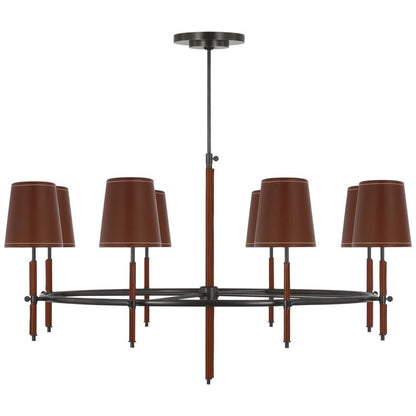 Visual Comfort Signature Bryant Wrapped Ring Chandelier Bronze and Saddle Leather