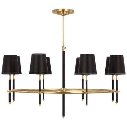 Visual Comfort Signature Bryant Wrapped Ring Chandelier Hand-Rubbed Antique Brass and Chocolate Lea