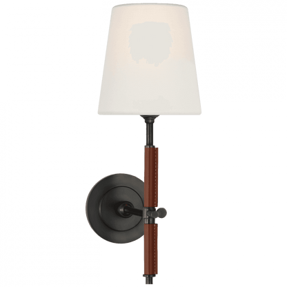 Visual Comfort & Co. Signature Collection Bryant Wrapped Sconce - Bronze and Saddle Leather