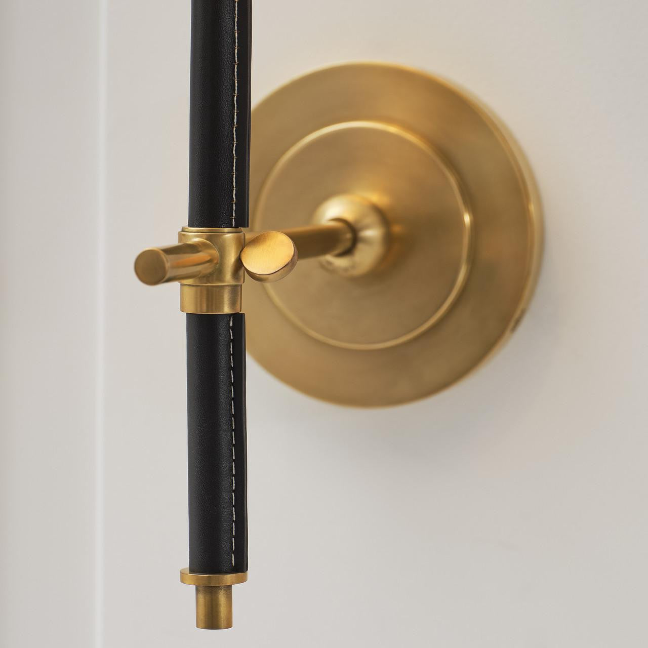 Visual Comfort Signature Bryant Wrapped Sconce Bronze and Saddle Leather